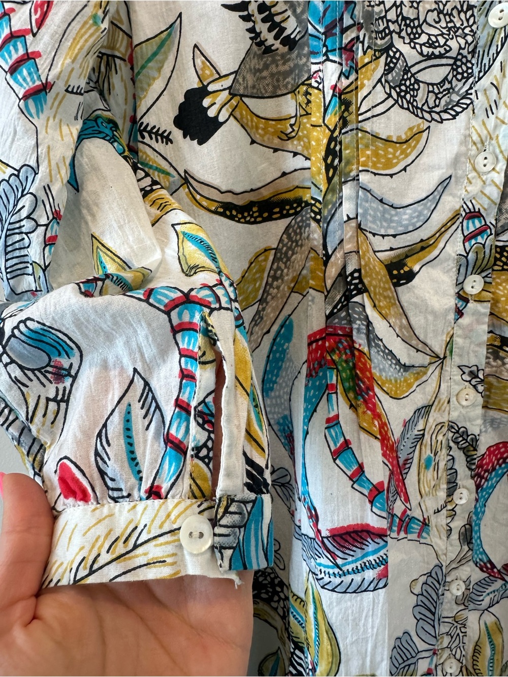 Charlee Jaipur Cotton Long Sleeve Monkey Novelty Print Short Mini Dress Size XS - Picture 5 of 13